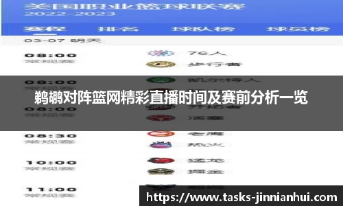 鹈鹕对阵篮网精彩直播时间及赛前分析一览